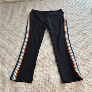 Liz Claiborne navy Leggings with Orange and Blue Stripes
